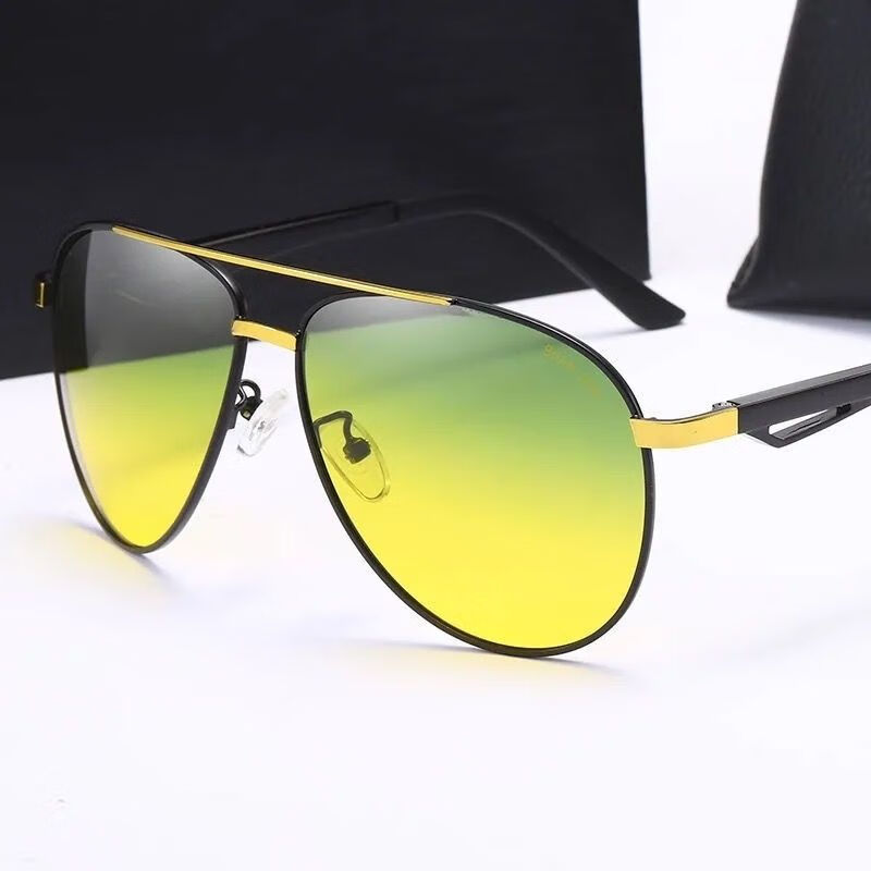 镜男司机夜视眼镜开车专用钓鱼潮流墨镜 银框黑灰片高清偏光片品牌