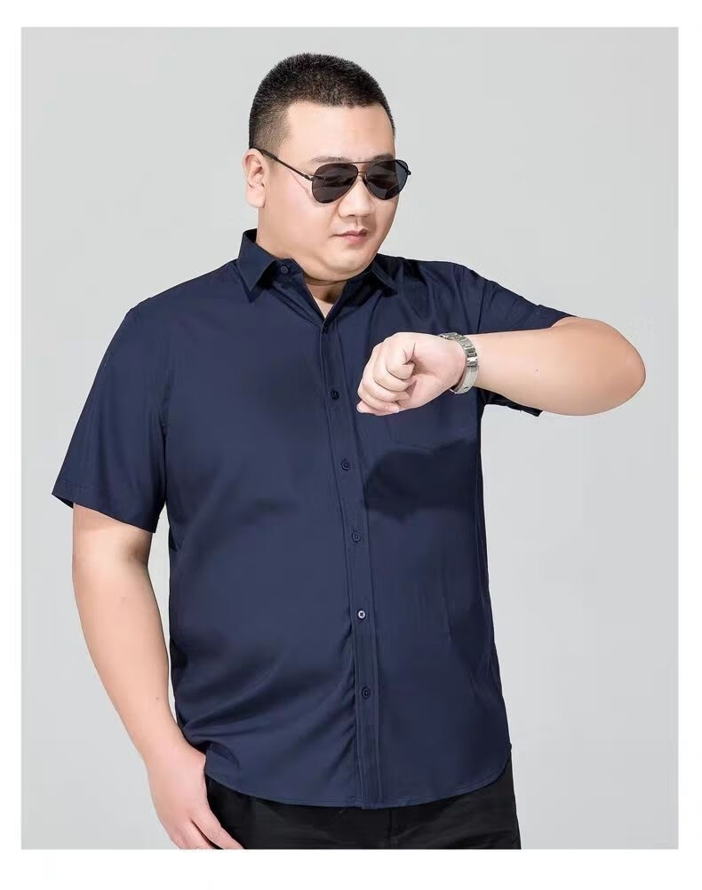 胖人特大号衬衫男宽松休闲加肥加大码胖子肥佬春秋装长袖衬衣白色正装