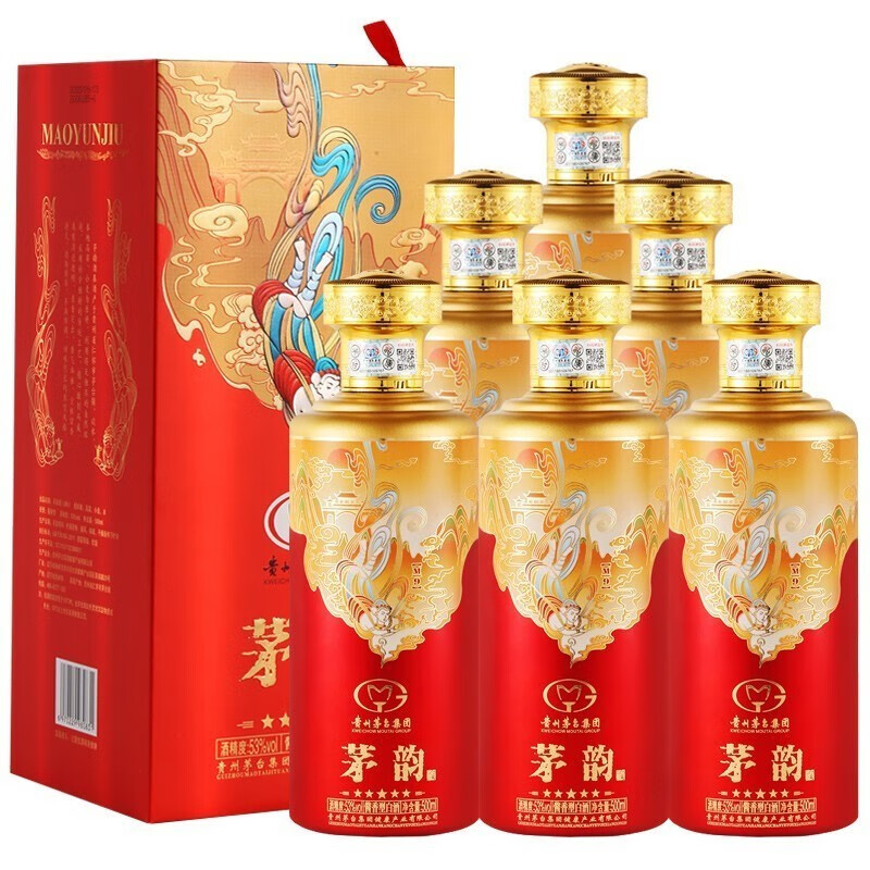 贵州茅台集团 贵州酱酒 酱香型白酒 喜宴家宴酒 53度 茅韵v80 500ml*6