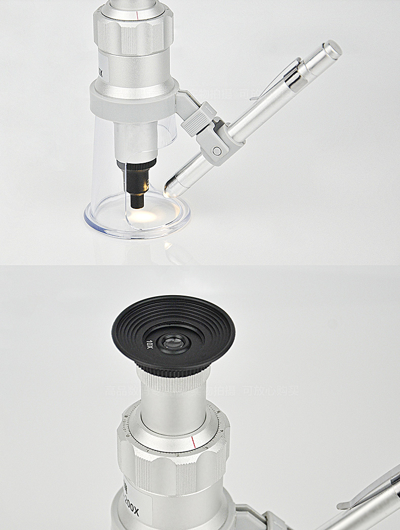 gaopingp2034100150200倍高清高倍带刻度测量放大镜百倍镜高脚镜必佳