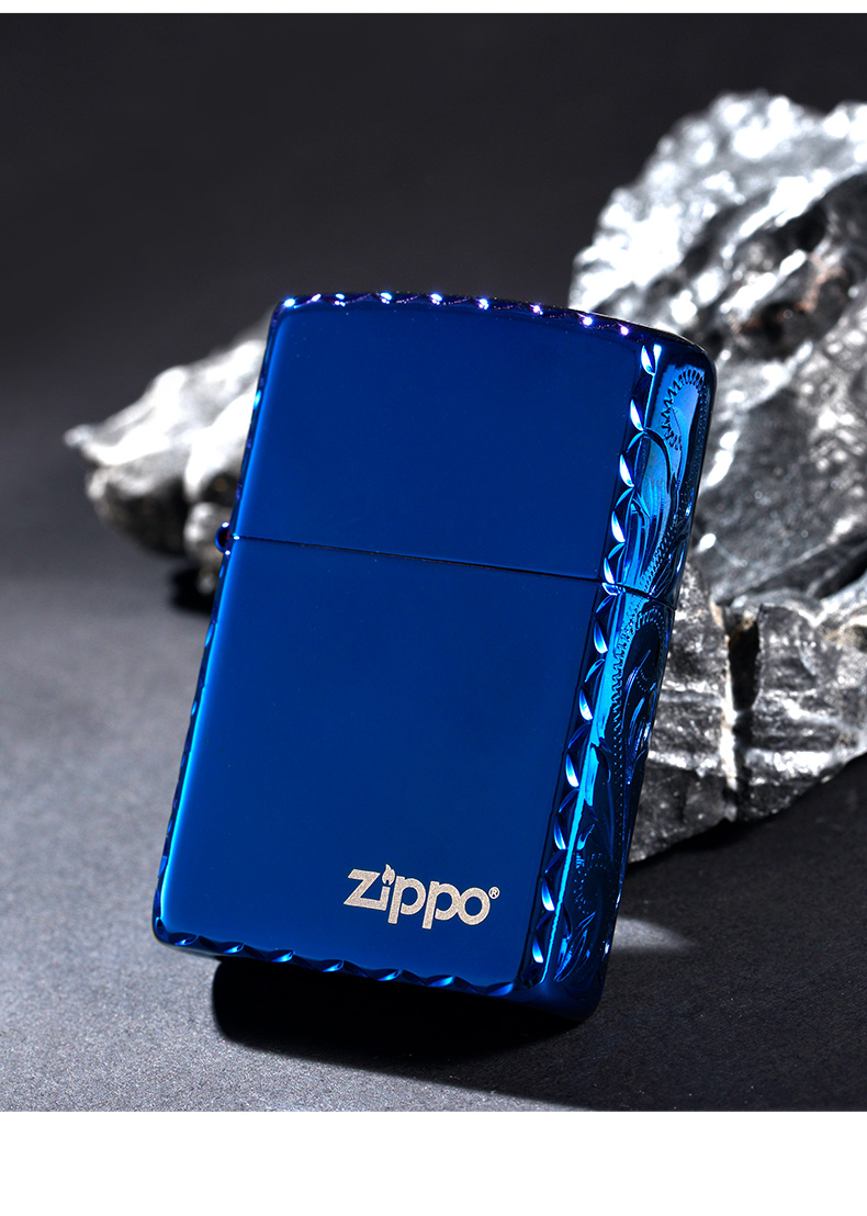 zippo打火机之宝美国原装冰面煤油防风打火机精雕蓝冰系列蓝冰经典