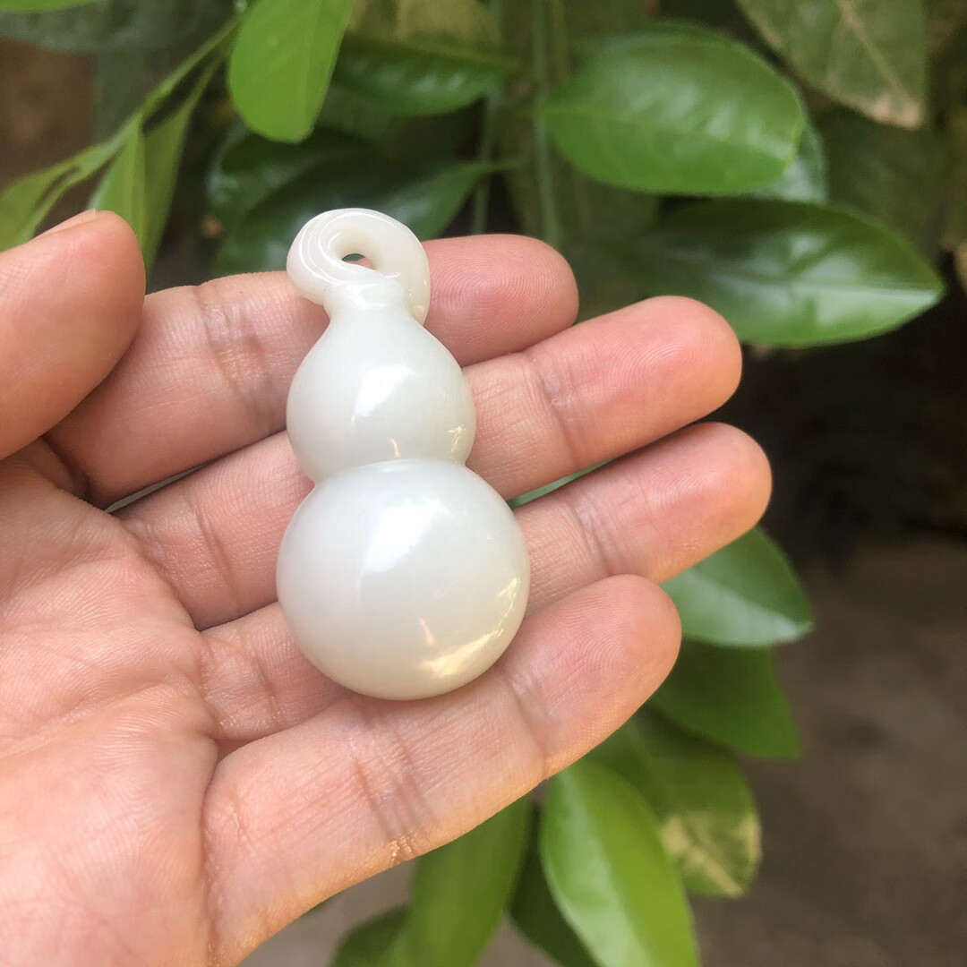 玉石项链玉佩和田玉白玉手工立体雕刻葫芦吊坠可定制加工大葫芦挂件