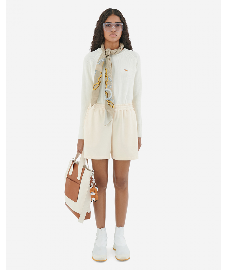 maisonkitsune2022春夏新品经典图案舒适宽松浅色系休闲短裤女p701乳