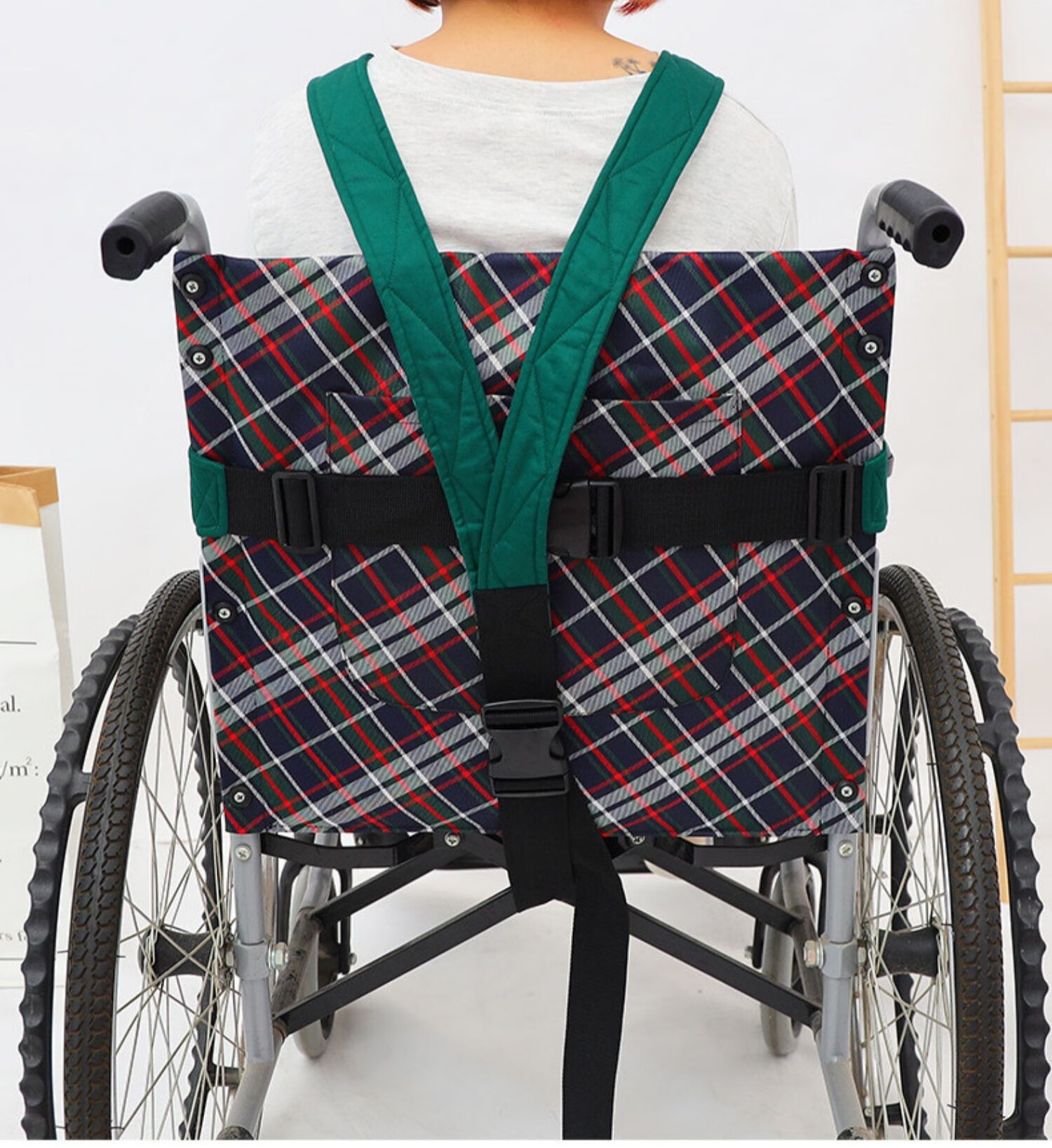 带固定带老人坐便器移动马桶轮椅配件腿部腰带防摔滑绿色腰部约束带