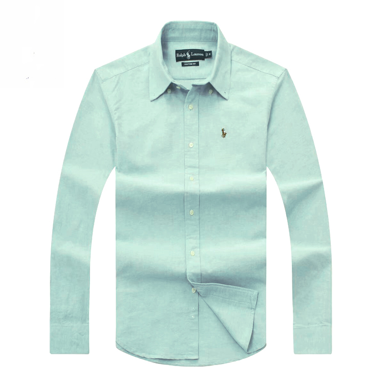 美国保罗polo男装rl经典骑士小马标马球刺绣男春季高端纯棉衬衫纯色