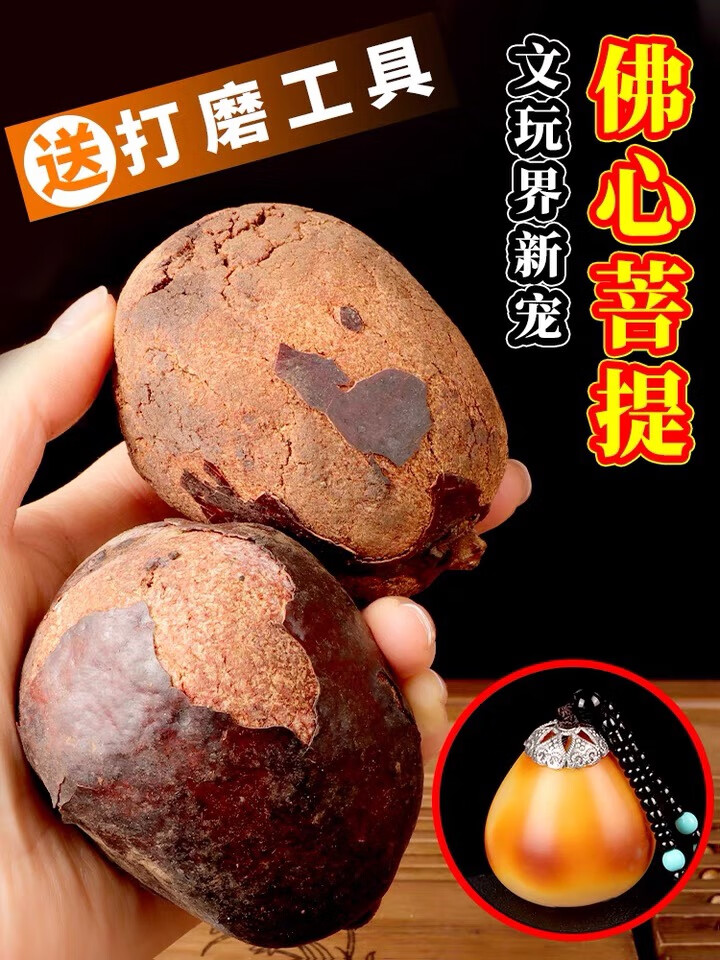 原料金包玉释迦菩提果单颗把件吊坠 金包玉红皮特大果单颗【图片 价格