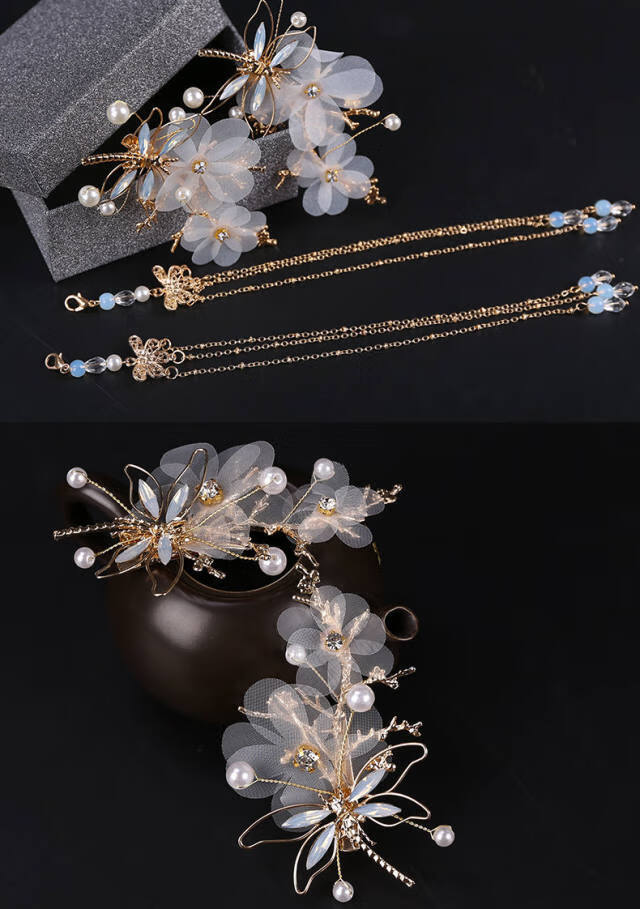 古风发饰汉服头饰古装配饰边夹流苏蜻蜓明制魏晋超仙气女全套饰品单只