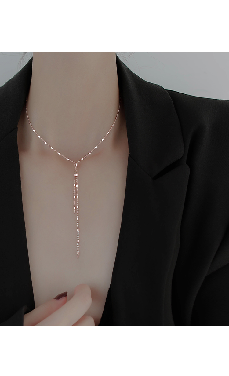 brangdy颈链项链2022年女银项链ins冷淡风锁骨链女简约气质脖颈链银色