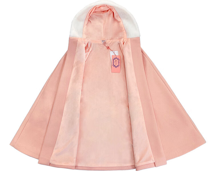 斗篷汉服长款冬款刺绣宝宝中国风儿童拜年服公主古风披风外套 粉色