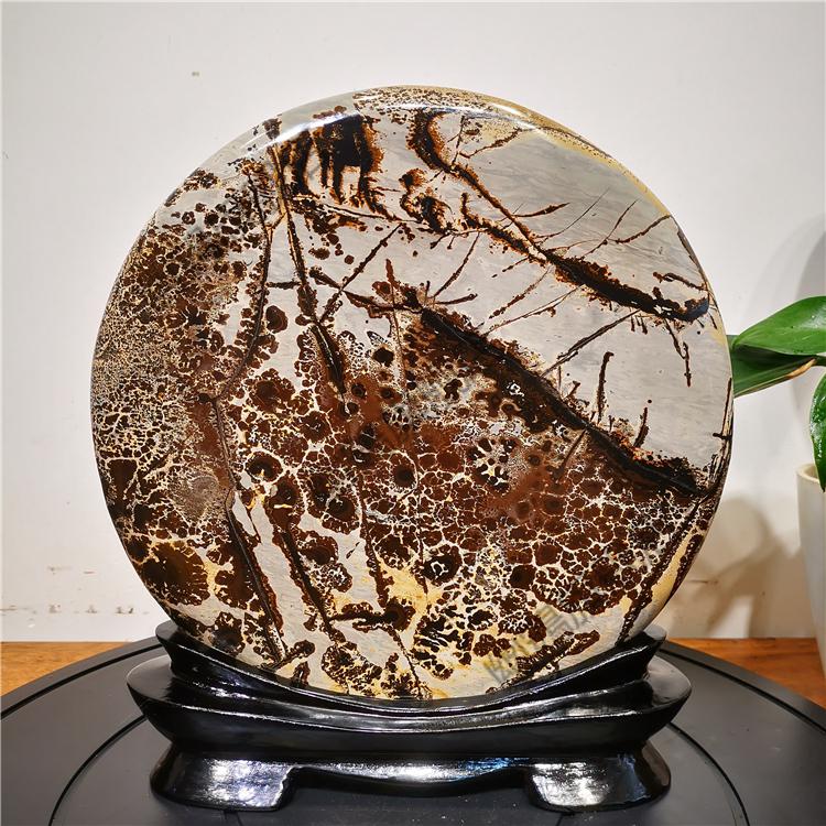 广西草花石摆件草花石天然水墨画国画石奇石天然玉石图案石画面石观赏