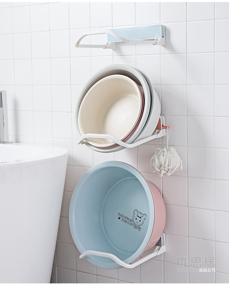 免打孔脸盆架壁挂卫生间脸盆置物架放盆架厕所挂盆盆子收纳架神器