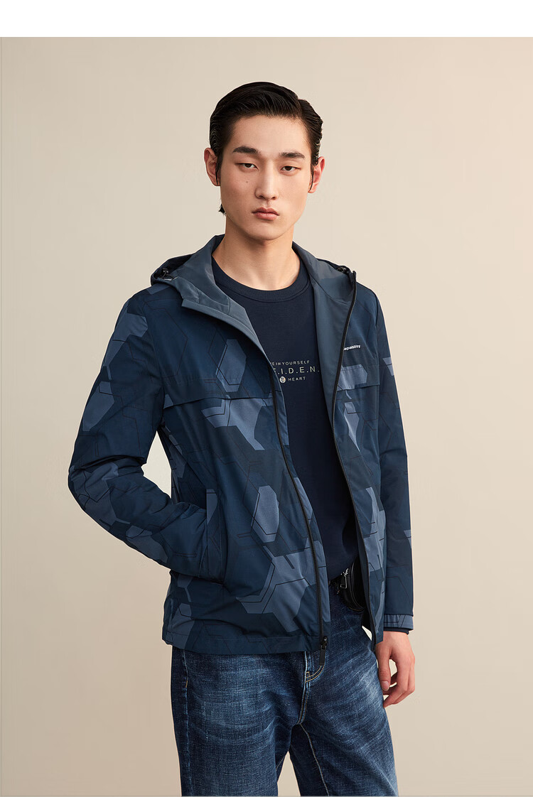 hla海澜之家全能夹克男2021秋季新品抽绳连帽双面穿外套男hwjad3d671a