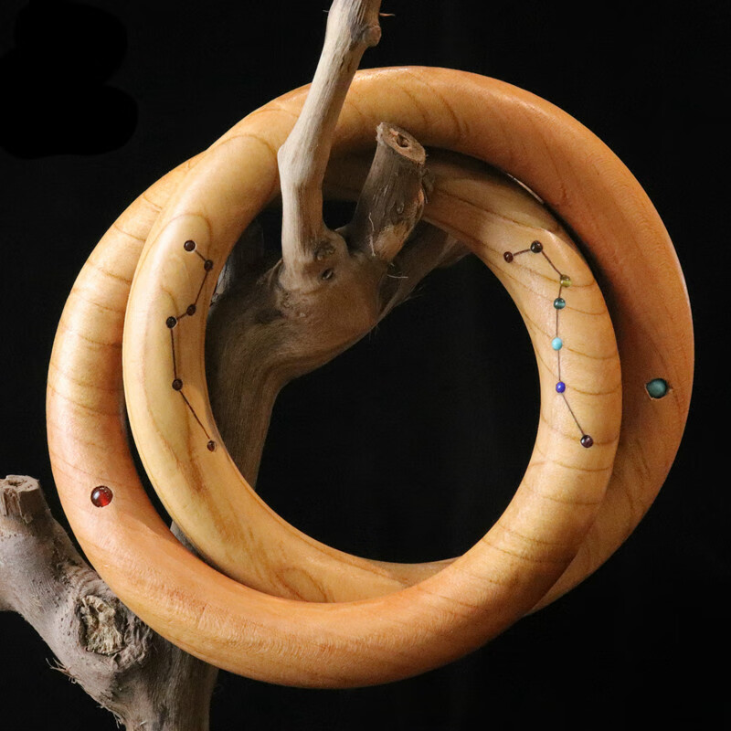 张至顺道长视频同款整木雕刻雷击枣木桃木乾坤圈手把件道家法器阴阳环