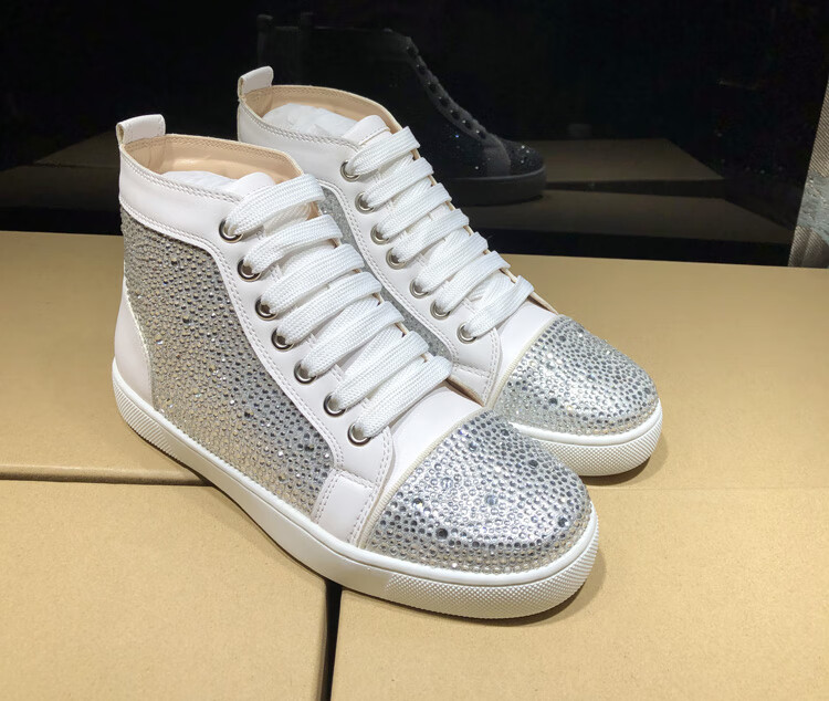 斐特玛欧洲站cl ugquga时尚潮鞋钉钉高帮靴潮流满钻蛇皮纹彩虹平底靴