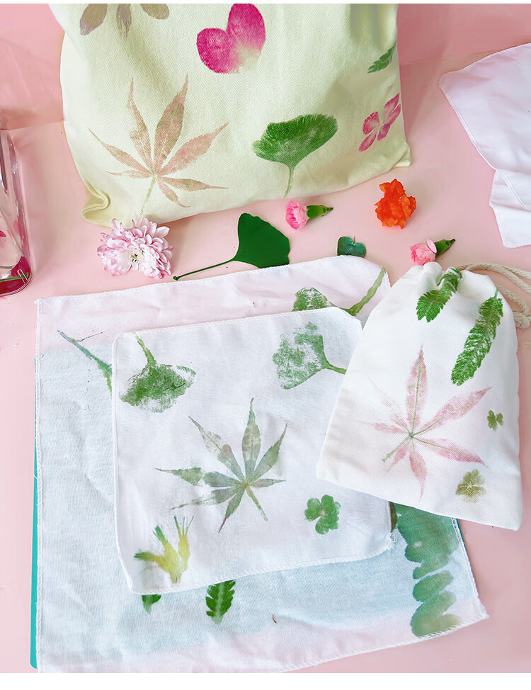 植物敲拓染材料包植物敲拓染材料包手工diy工具套装帆布包方巾印染锤