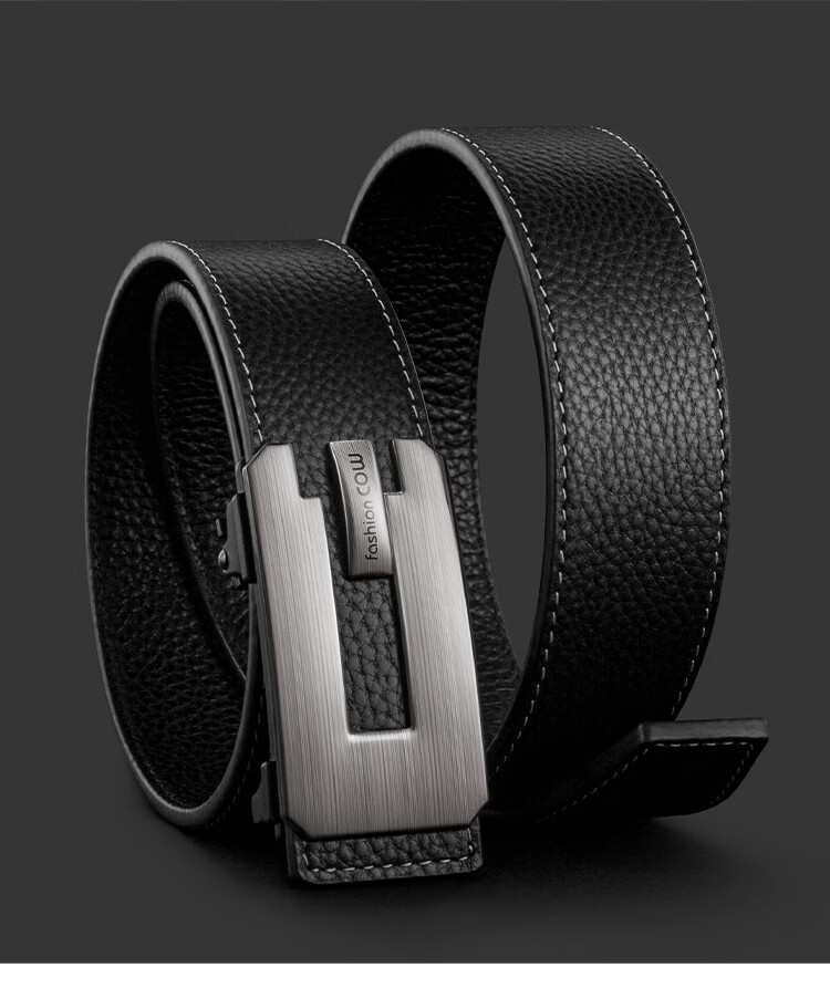 COW Men's Automatic Buckle Belt, Top-Grain Leather Waistband for Young And Middle-Aged Men, Genuine Leather Business Belt, Gift 910 8