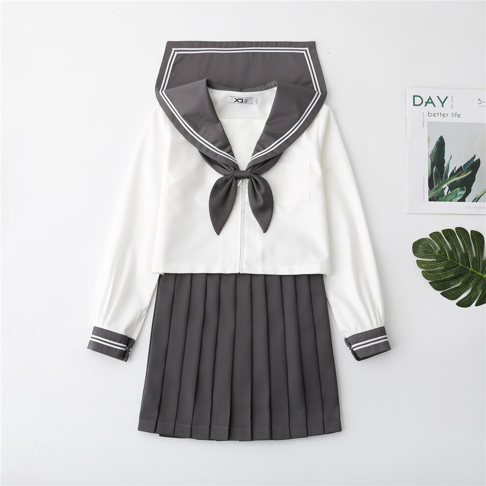 陈陈创意日本jk制服基础款学院风正统校班中间服灰二本水手服两件套装