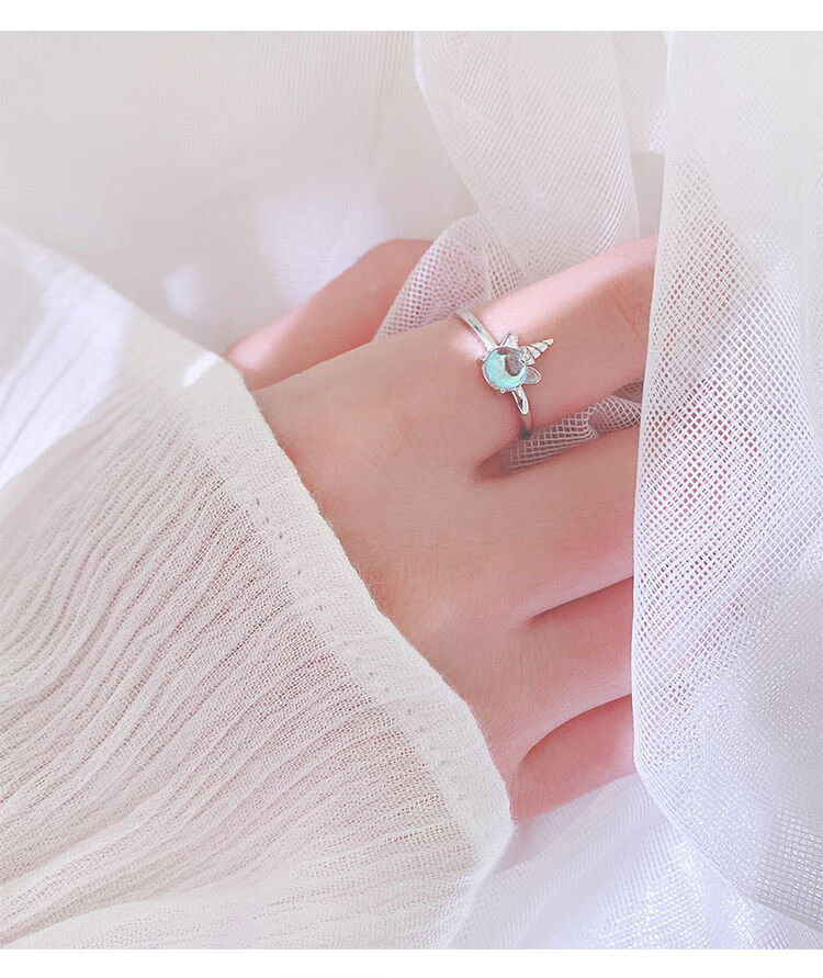 开口戒指女森系清新可爱学生闺蜜七夕礼物朋友 独角兽戒指 项链 手链