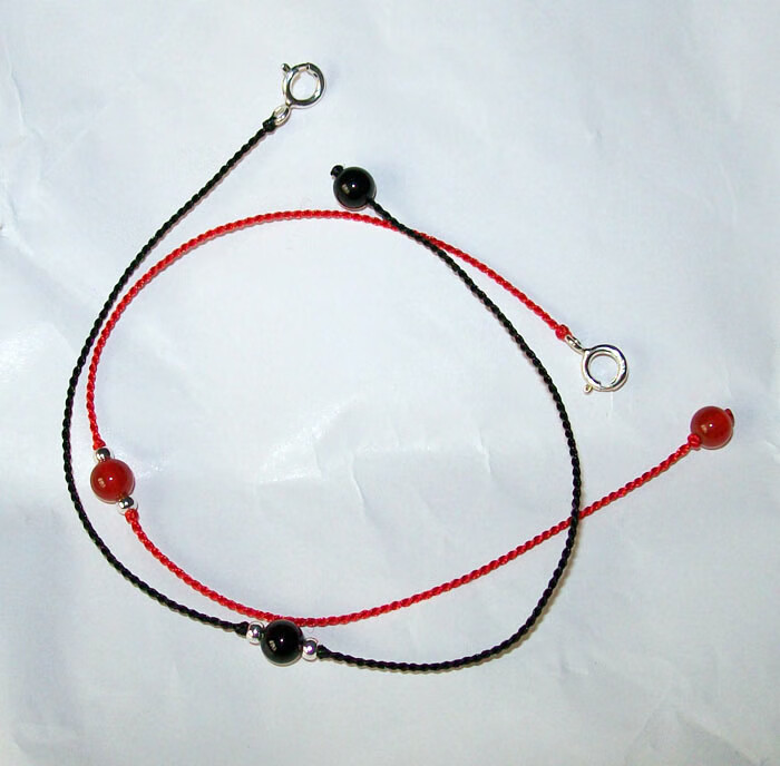 月老红绳细款红绳手链水晶银脚链男女情侣手绳月老红线简约礼品男女