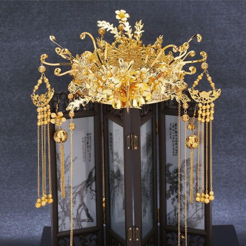 60京选臻品秀禾服新娘头饰新款仙简单大方中式凤冠步摇饰品婚礼结婚