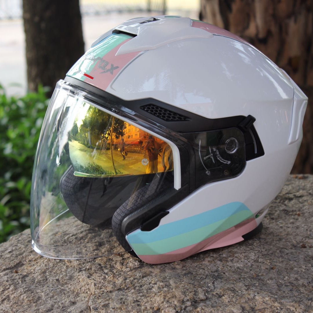 半盔s30摩托车个性半盔双镜片夏季四分之三盔34盔火山灰s