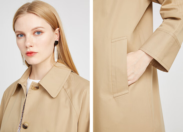 翻领设计 袖口细节 & 侧插兜