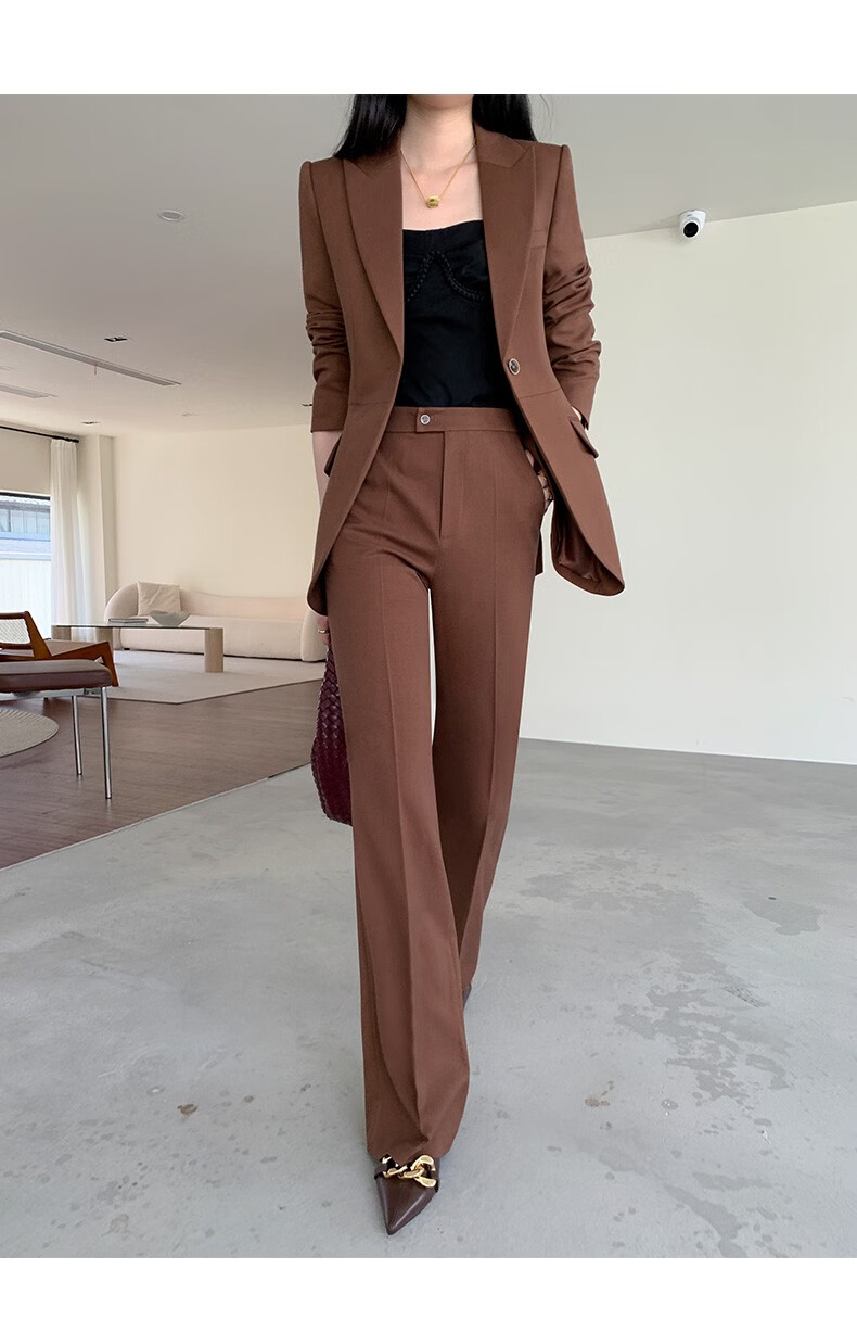 春秋冬时尚气质英伦风职业正装深咖色高级感网红西服深咖色西装套装m