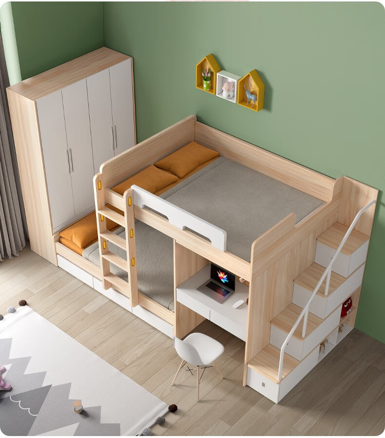 米林纳 多功能组合平行上下铺高低床 成人上下床双层床 高箱床儿童床