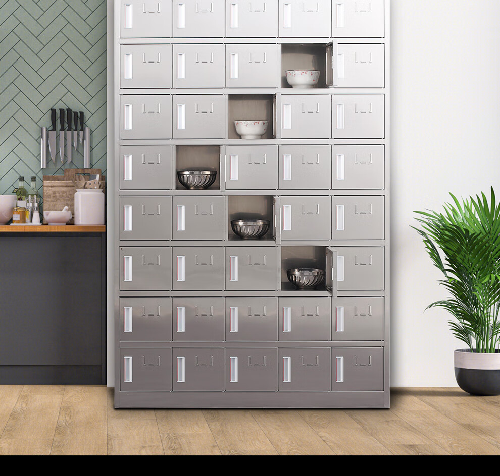 森拓不锈钢碗柜职工餐具柜食堂饭盒柜带锁学校餐厅餐盘柜304工厂鞋柜