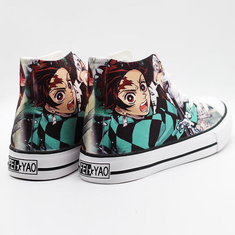 融敬 鬼灭之刃帆布鞋联名鞋炭治郎富冈义勇祢豆子蝴蝶忍手绘鞋春秋鞋