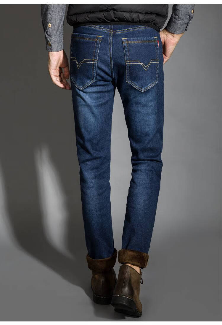 浪莎牛仔裤男加绒加厚秋冬款弹力男士男装直筒宽松休闲百搭大码带绒