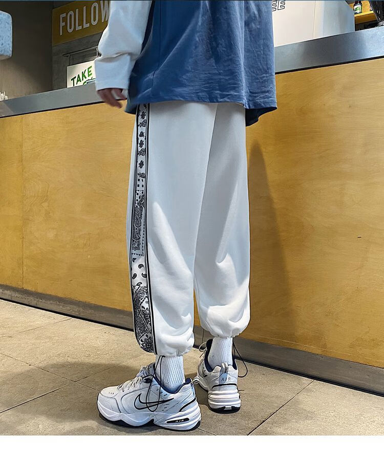 芦诺晞裤子男韩版潮流痞帅百搭ins港风束脚运动裤高街网红直筒休闲