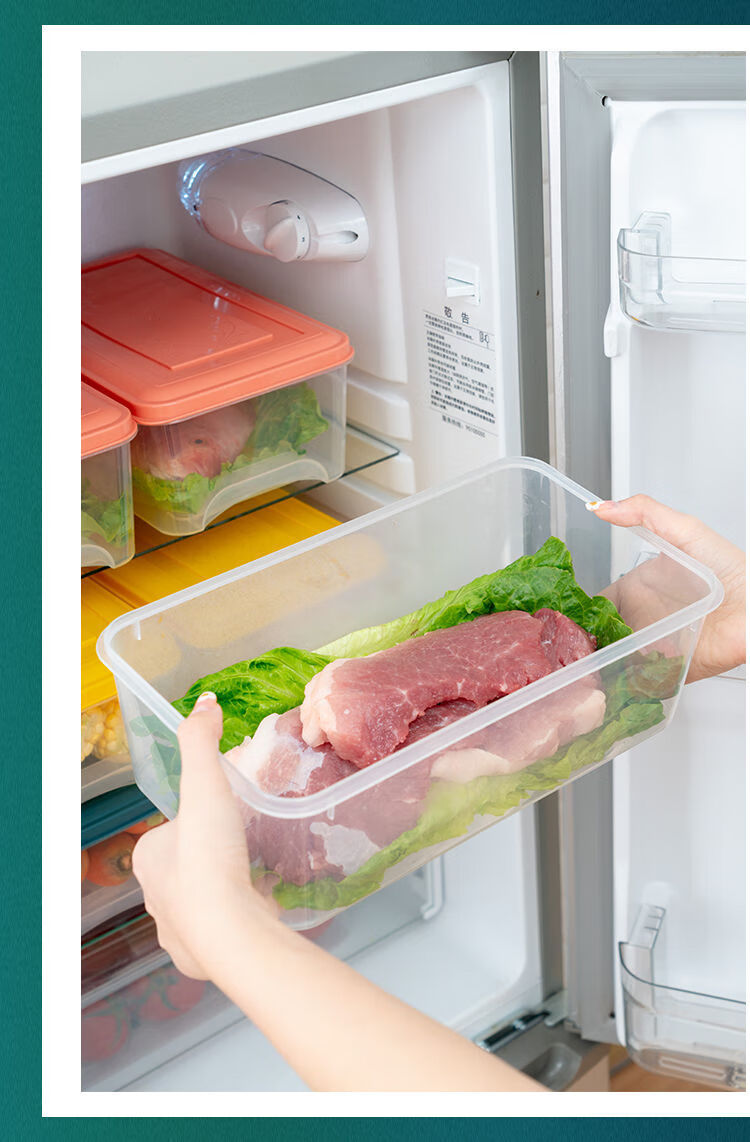 冰箱收纳盒抽屉式食品密封保鲜盒防串味水果蔬果储物冷冻盒 莫兰迪