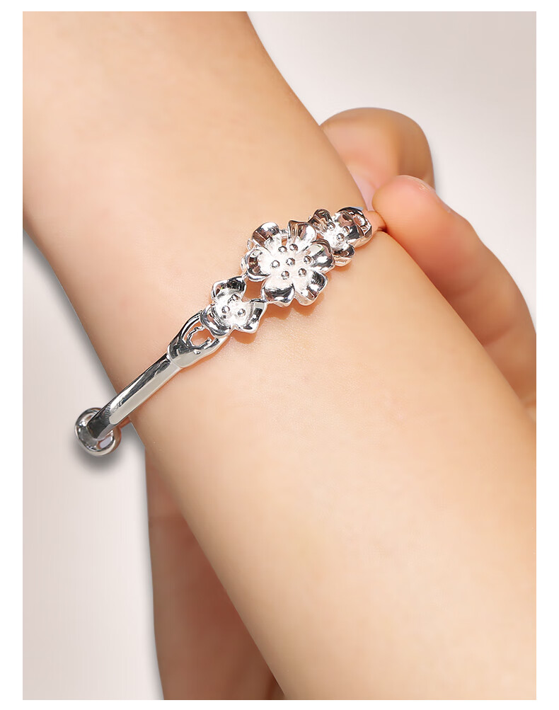 卓尔琪三生花银手镯女三生三世999足银镯子轻奢小众精致时尚年轻款