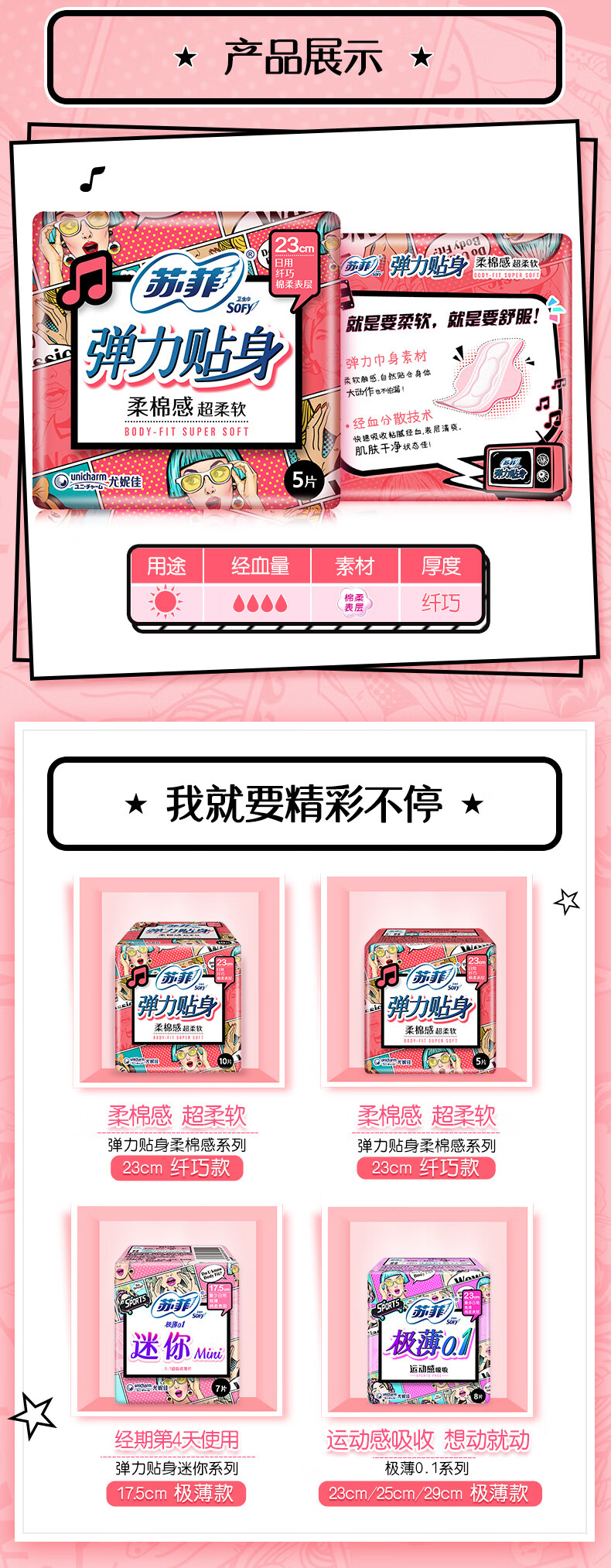106019-【特惠】苏菲(Sofy)卫生巾姨妈巾日用夜用套装批发日夜组合装 日用45片+夜用14片+加长夜用4片-详情图
