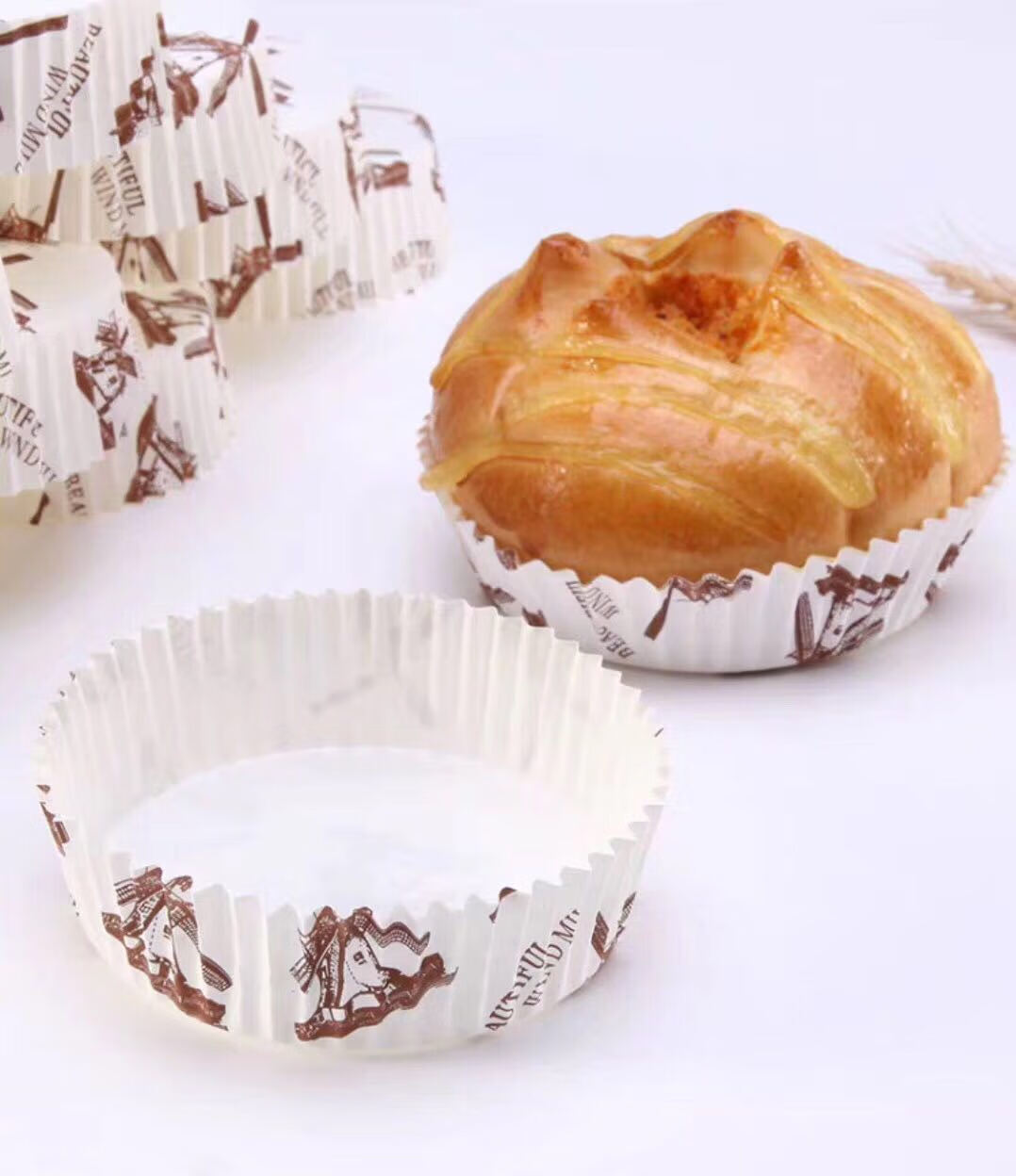 烘焙包装加厚风车纸托面包底托圆形淋膜船型纸杯耐烘烤200每条 风车