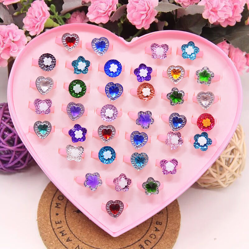 儿童戒指 可爱儿童戒指小女孩戒指饰品水晶公主卡通指环饰品礼物sn