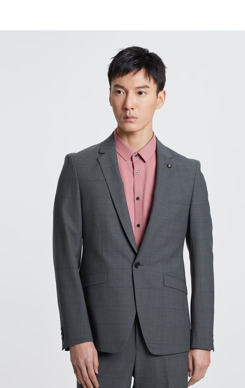 利郎毛料西服套装男含羊毛修身潮流套西2022新款西装男商务正装深灰21