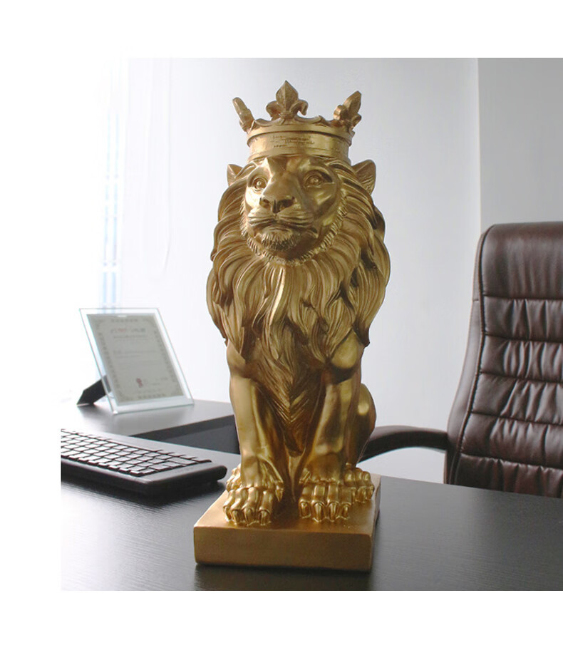 wo北欧创意皇冠狮子树脂摆件送礼办公室客厅桌面电视柜摆放装饰大号