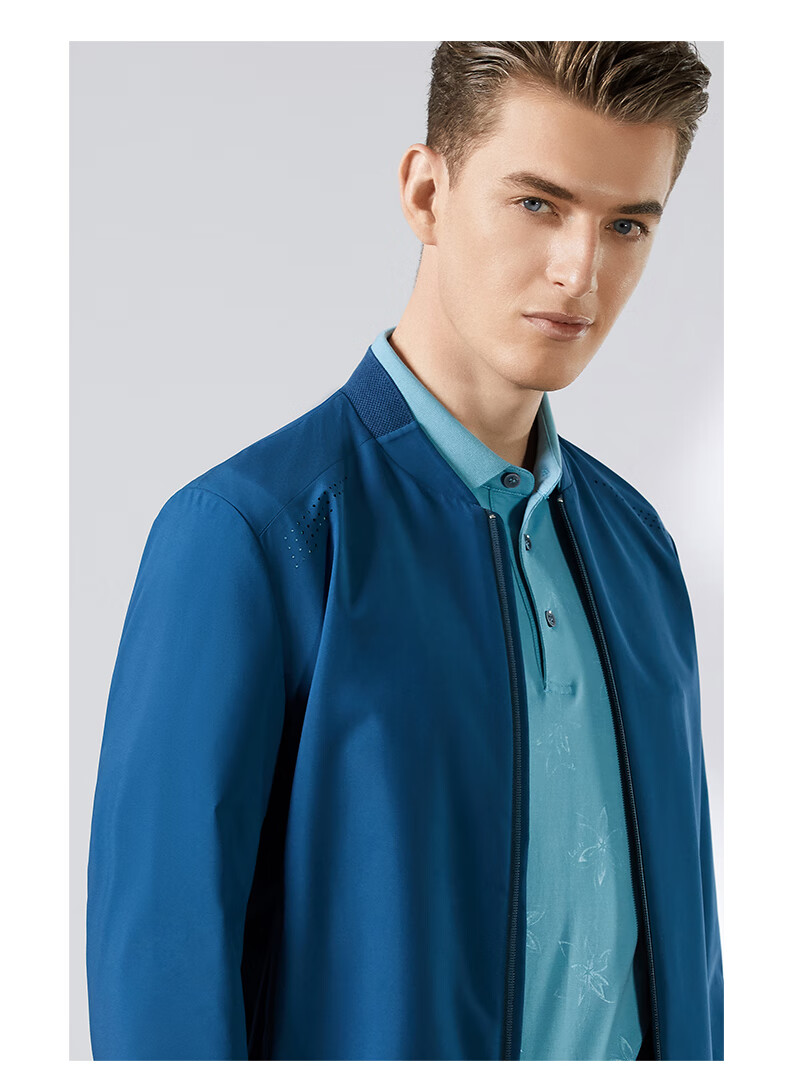 vasto/华斯度立领夹克长袖男装棒球服轻度防水外套防风轻薄上衣 黑色