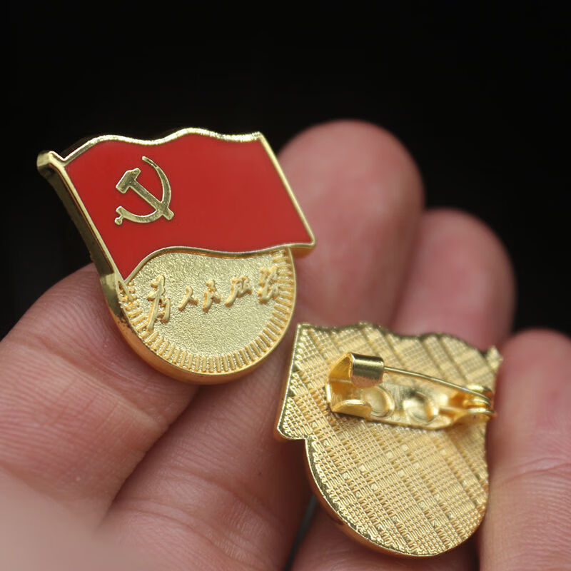 标准型党徽为人民服务蝴蝶扣别针式胸章磁铁纯铜党徽别针款1枚装