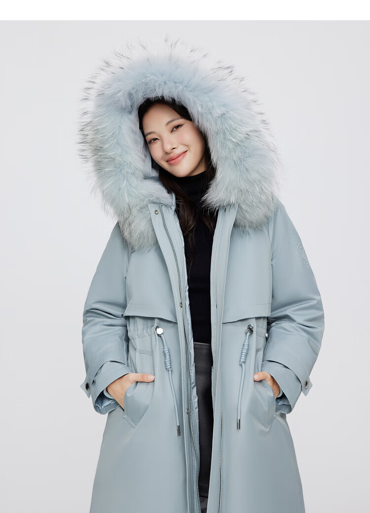 【谷爱凌同款】波司登羽绒服女2022秋冬新款工装派克服长款新国标90%