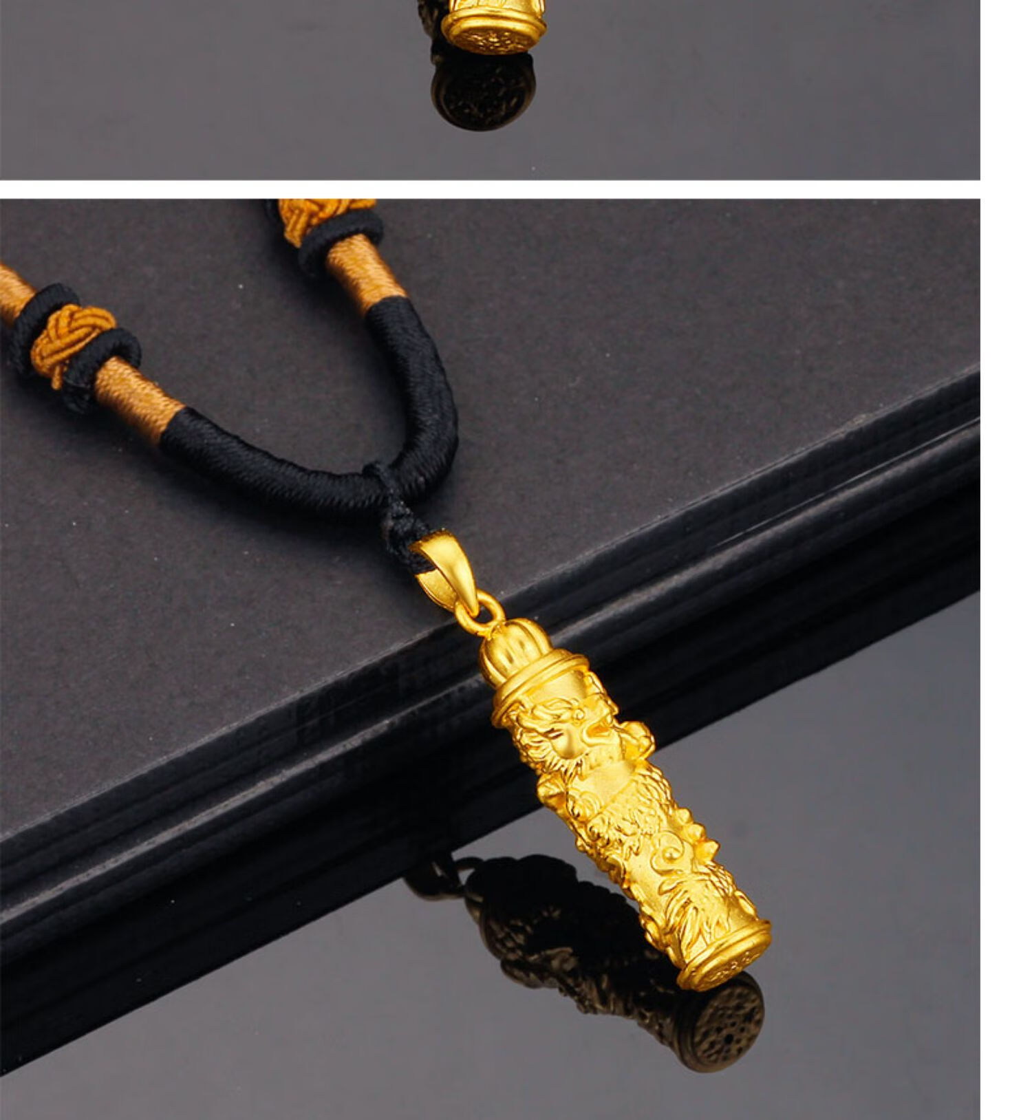 轻奢老鳯祥云款黄金龙柱吊坠男生肖龙3d硬金999龙柱头属龙挂坠k金项链