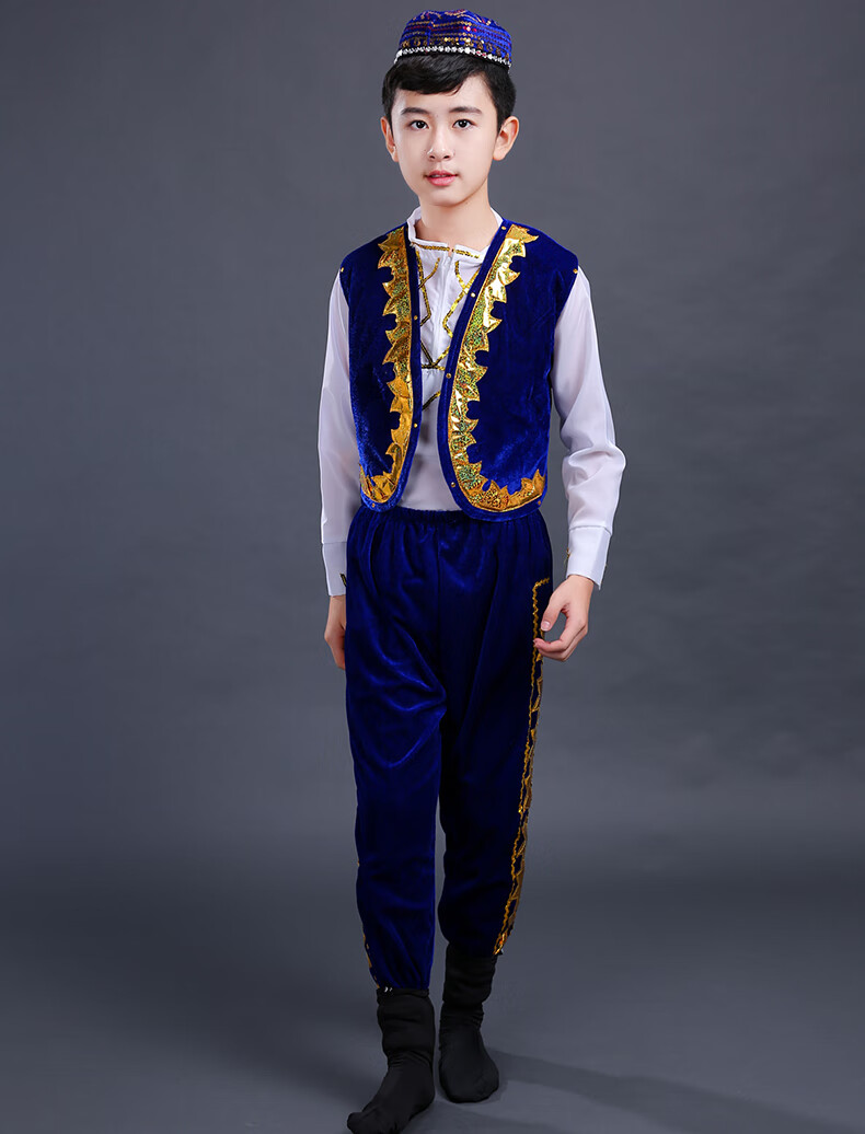 儿童演出服男阿凡提舞蹈服新疆少数民族回族维吾尔族印度表演服装2021
