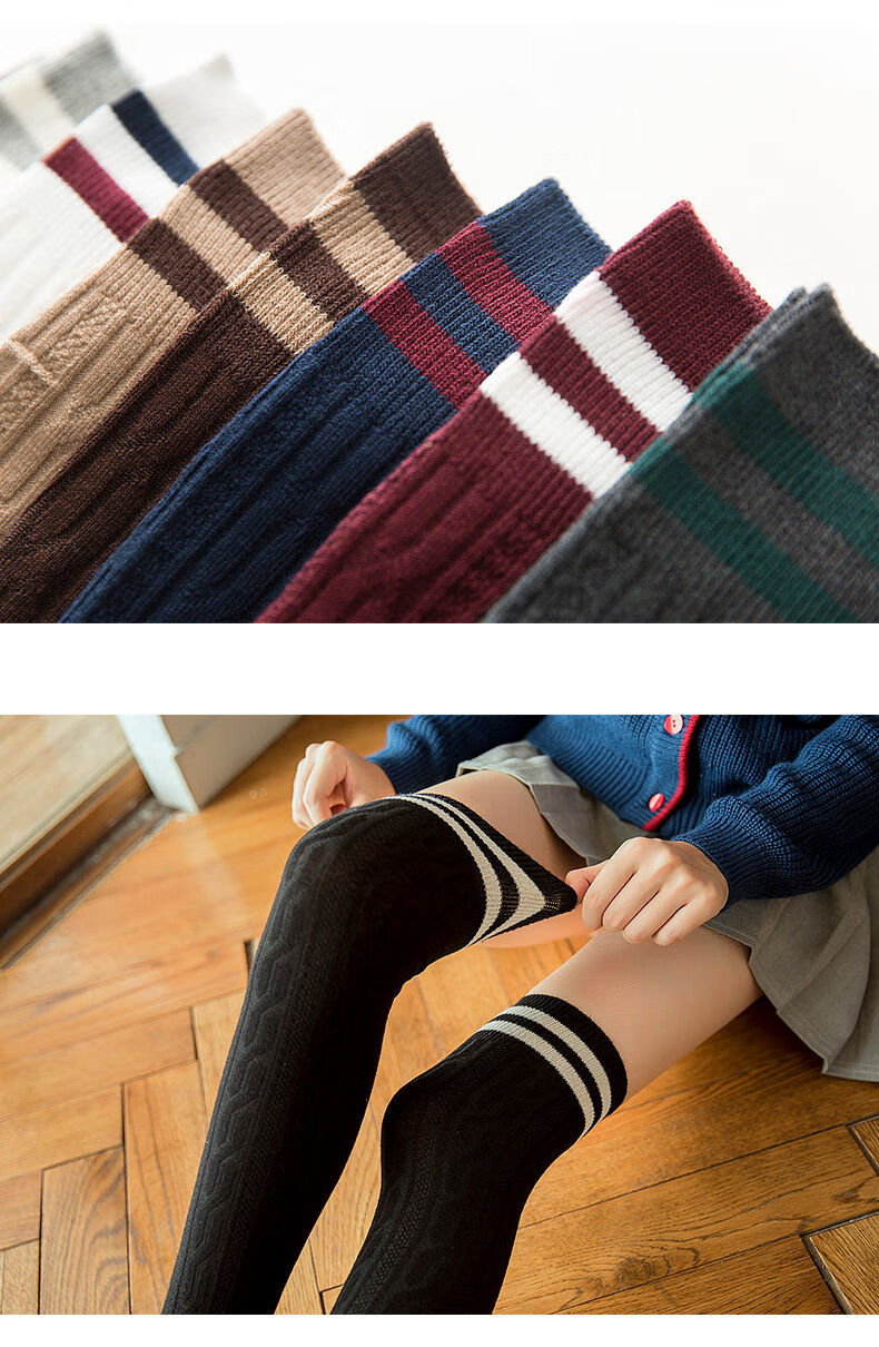 长袜子女韩版过膝长筒袜女日系学生高筒袜秋季防滑显瘦大腿袜子 白色*