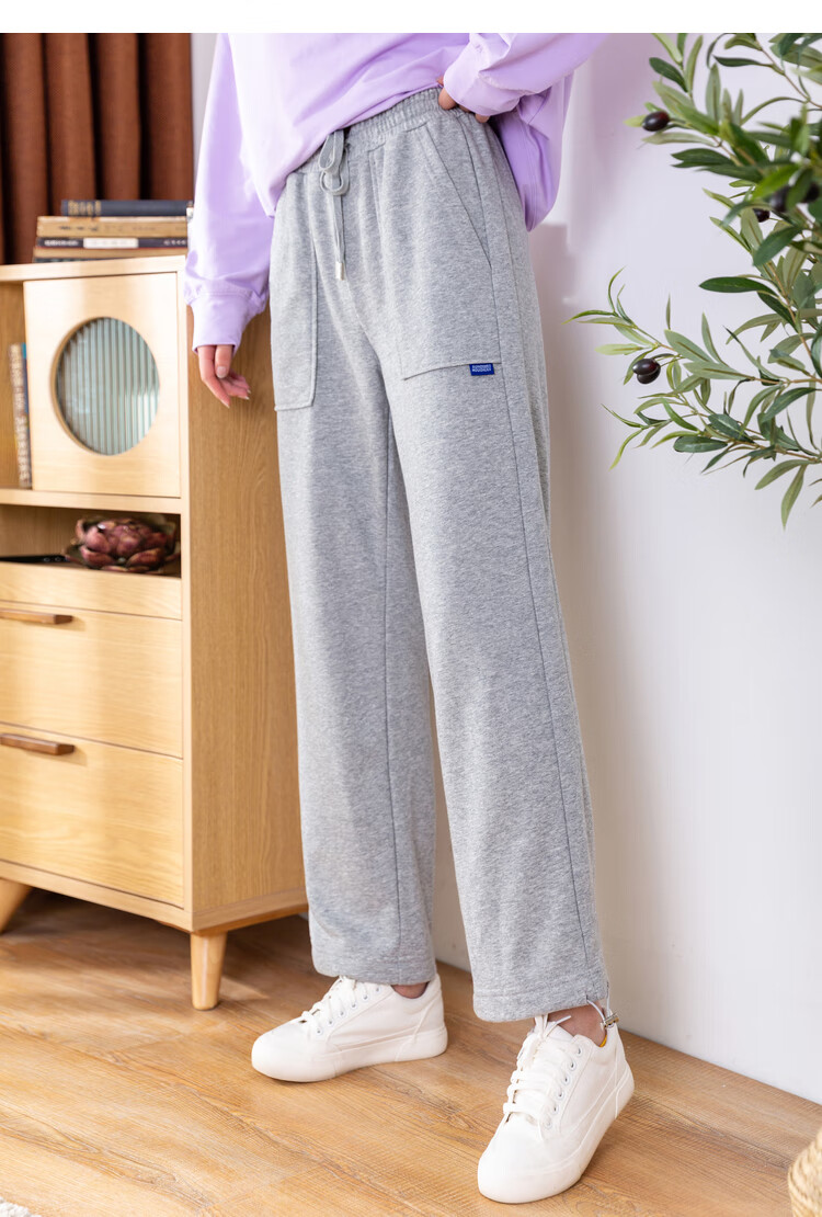 快鱼直筒运动裤女式休闲裤秋季宽松阔腿裤百搭显瘦束脚学生流行直筒裤