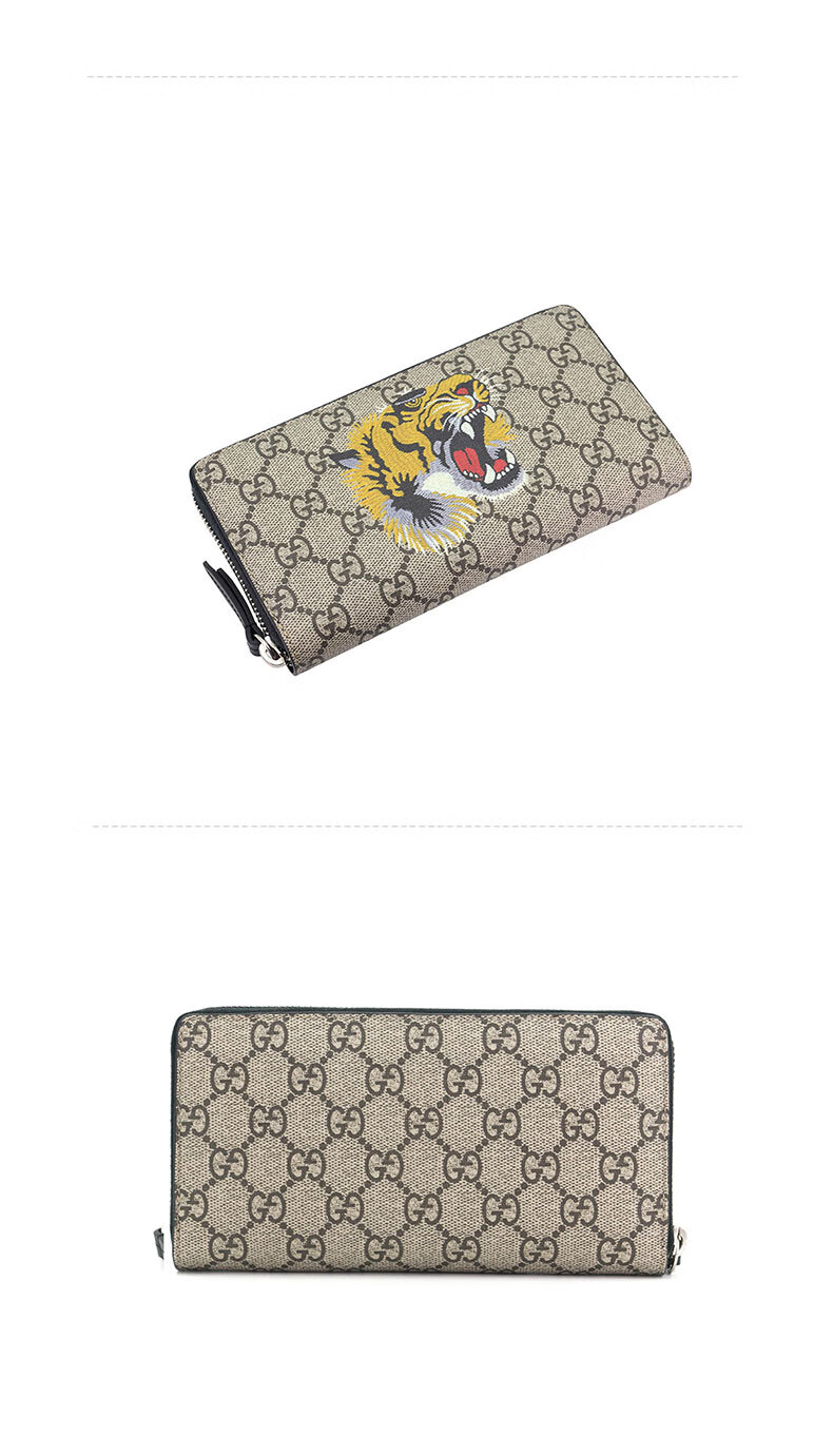 gucci古驰钱包男长款钱包拉链珍珠钱包奢侈品虎头钱包451273k5z1n8666