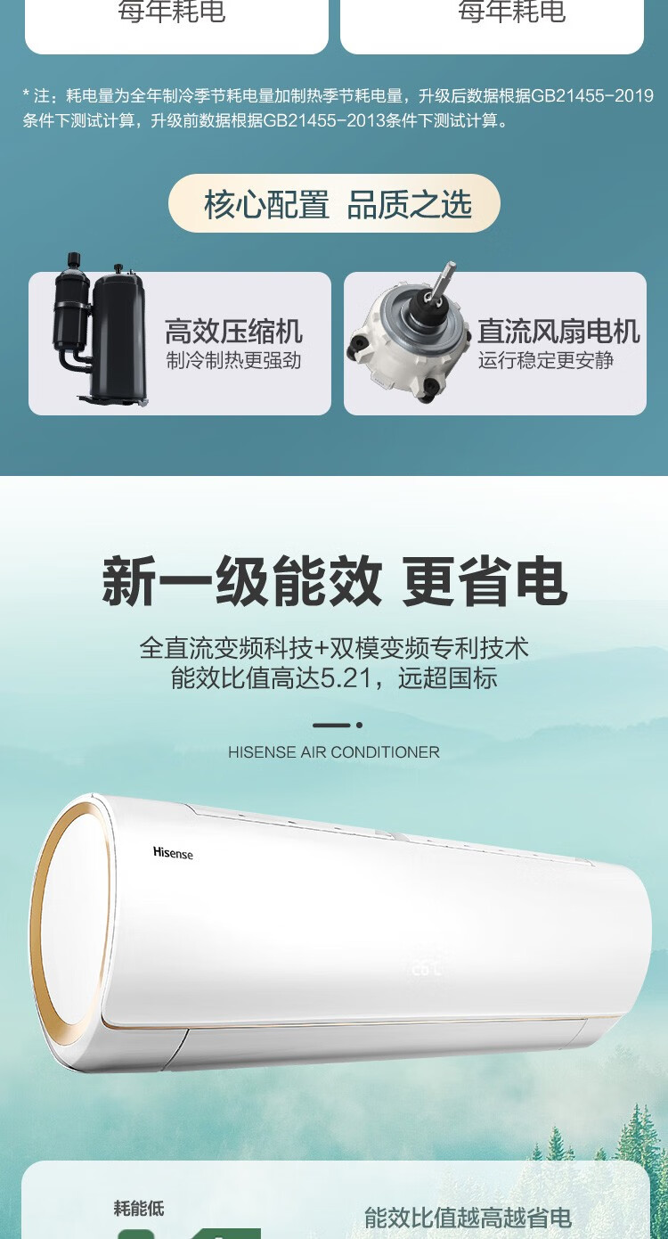 海信 1.5匹 新一级能效 变频冷暖空调 能效比5.21 图3