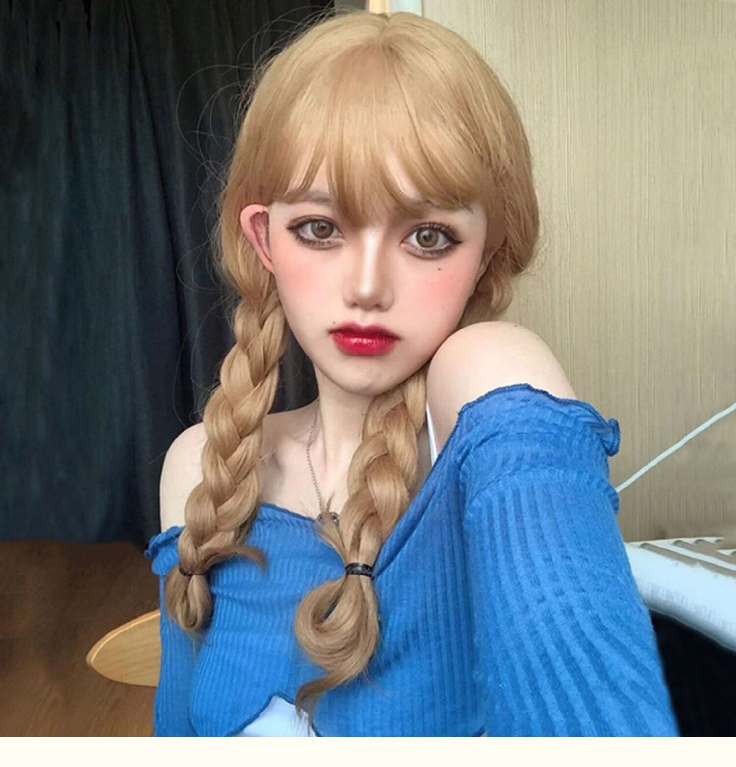 假发女长发麻花辫子可爱双马尾漫画刘海网红长直发自然全头套自然黑发