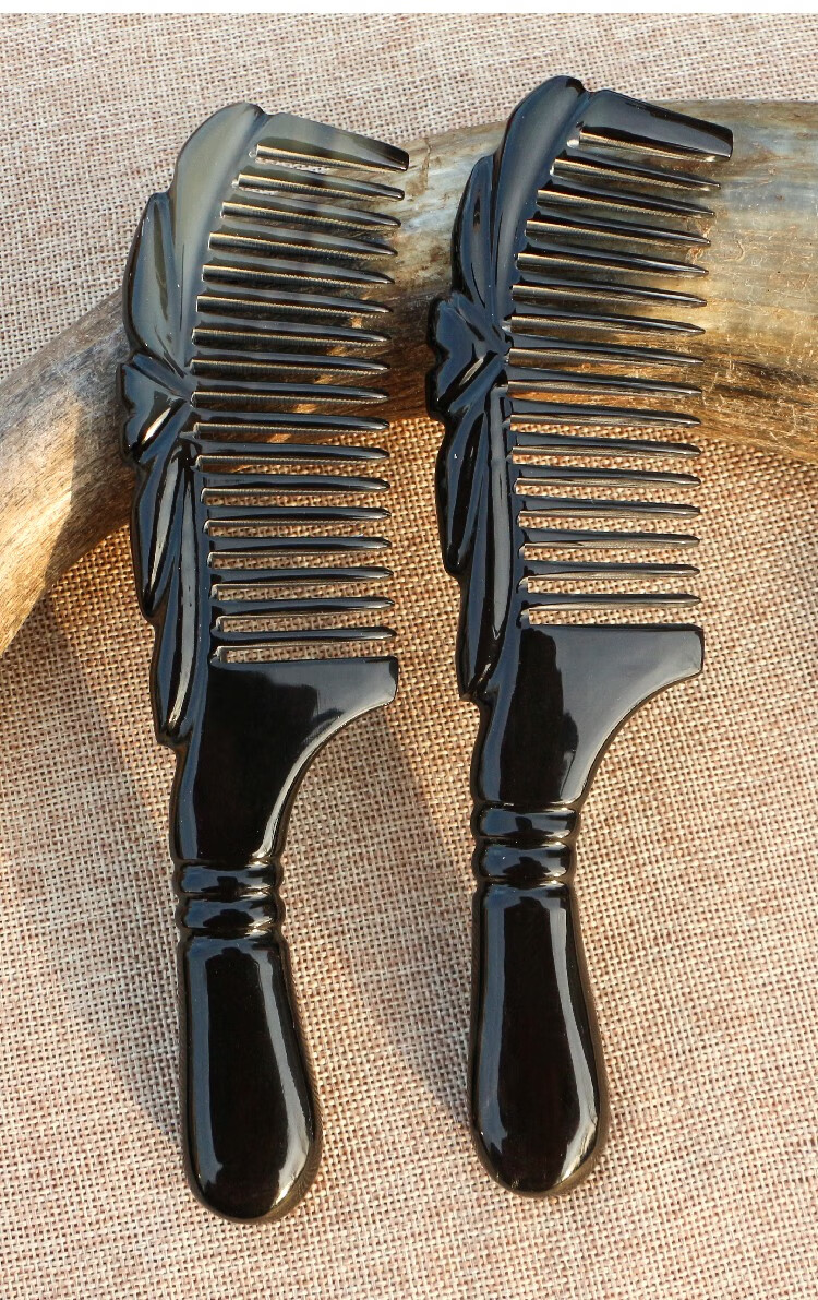 牛谷之森牦牛角密齿细齿梳直发梳粗齿大齿梳卷发烫发梳清洁头皮梳洗漱